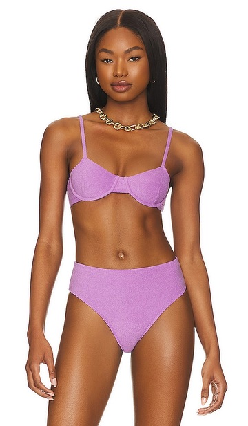 faithfull the brand maxime bikini top in purple