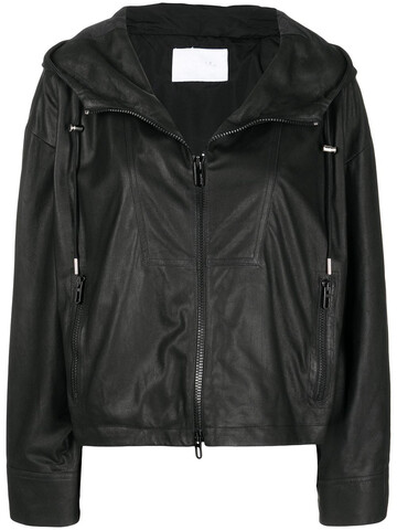 drome hooded leather jacket - black