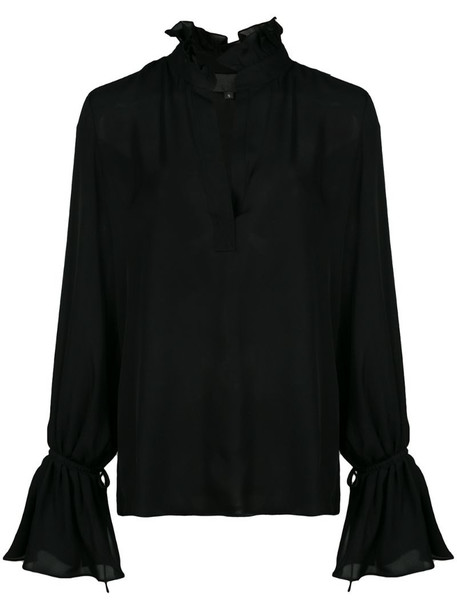 Nili Lotan Demi ruffled-neck blouse in black