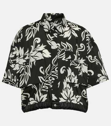 sacai cropped floral shirt in black