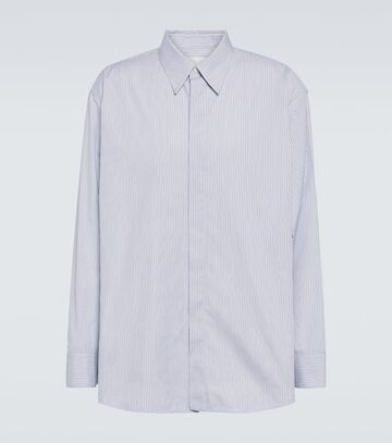 jil sander striped cotton shirt in blue