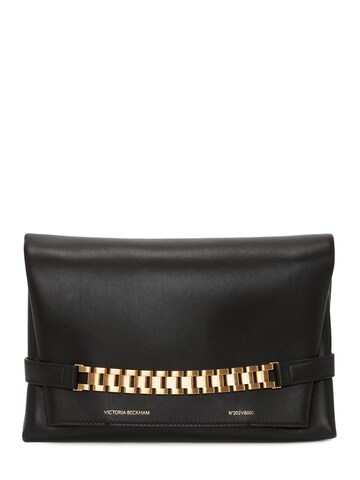 victoria beckham chain leather pouch in black