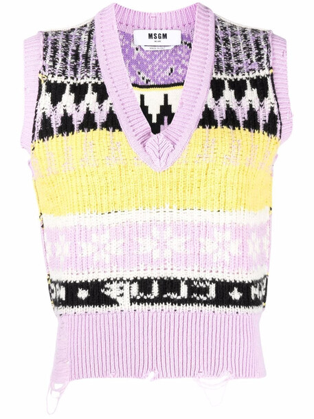 MSGM intarsia-knit vest - Purple