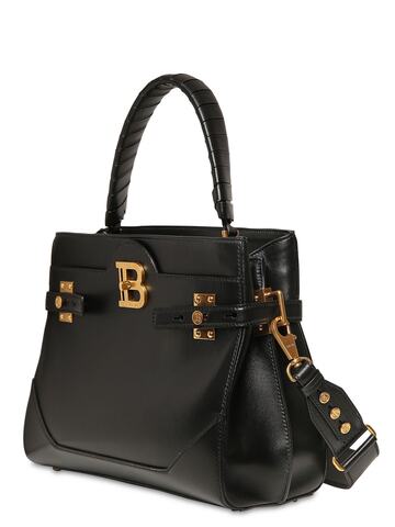 BALMAIN Bbuzz Smooth Leather Top Handle Bag in black