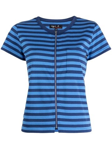 agnès b. agnès b. Brando zip-up striped T-shirt - Blue