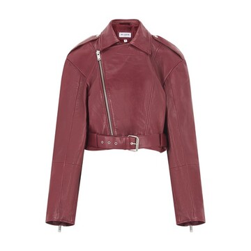 Musier Leather Jacket Kelly in burgundy