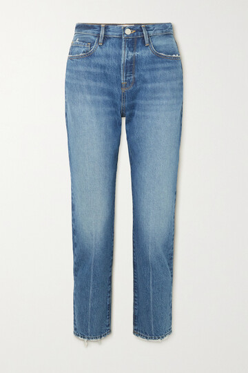 frame - le original high-rise straight-leg jeans - blue