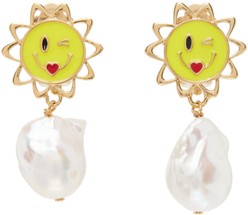 safsafu gold & yellow sun clip-on earrings
