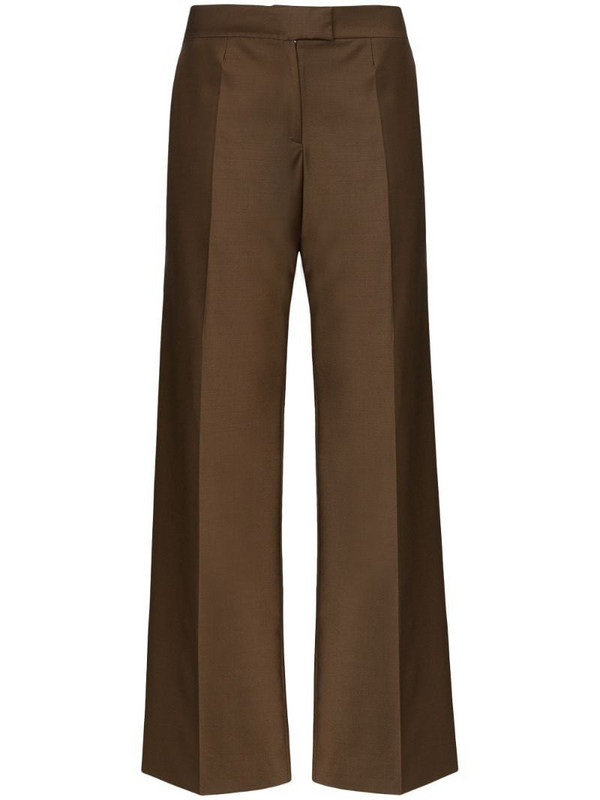 Materiel high-waisted wide-leg trousers in brown
