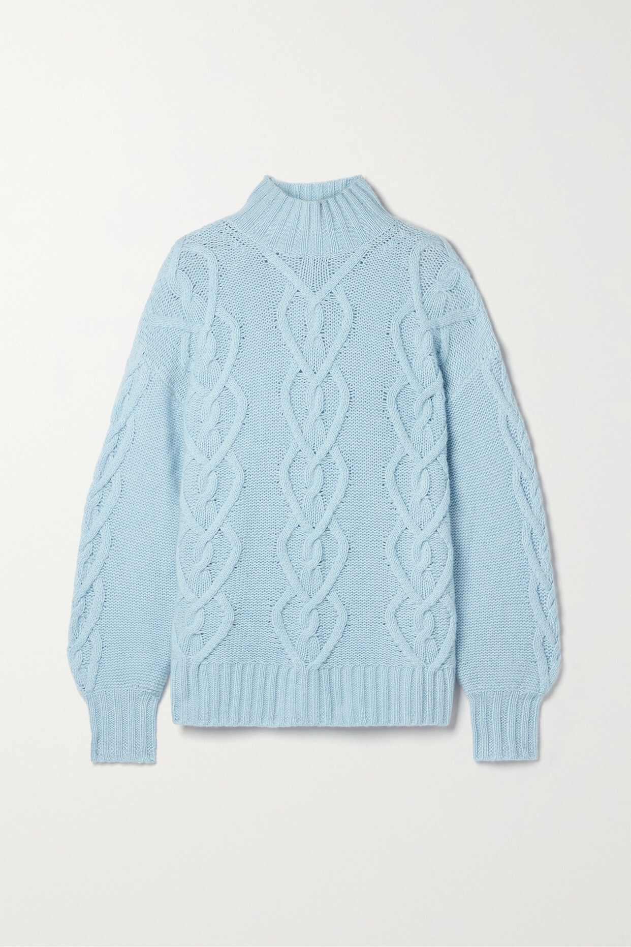 LoveShackFancy - Cable-knit Wool And Cashmere-blend Turtleneck Sweater - Blue