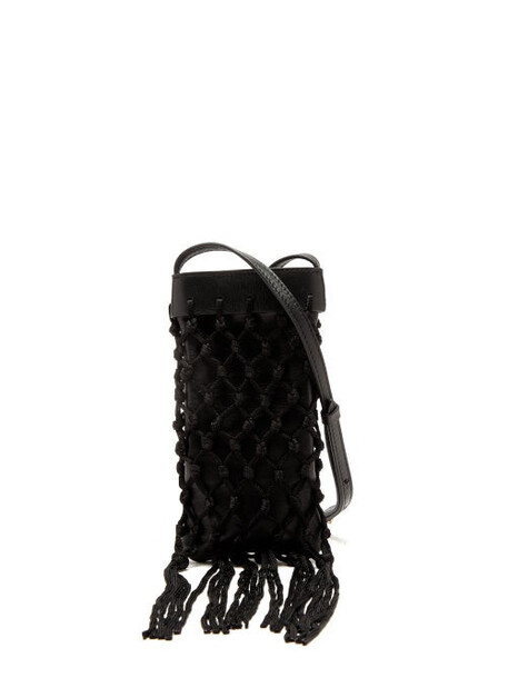 Gabriela Hearst - Lindy Macramé And Leather Phone Pouch - Womens - Black