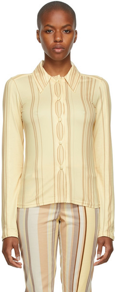 Anne Isabella SSENSE Exclusive Optical Stripe Shirt in beige