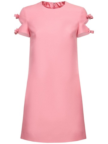 VALENTINO Crepe Couture Bow Detail Mini Dress in pink