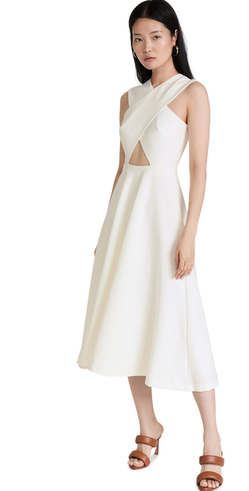 Rosetta Getty Cross Front Cutout Dress in white