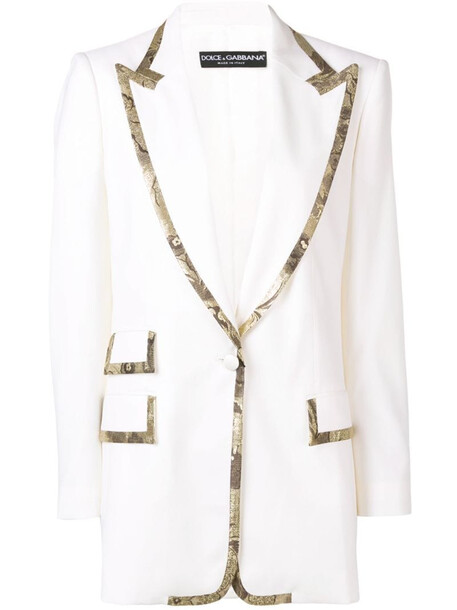 Dolce & Gabbana embellished long blazer in white