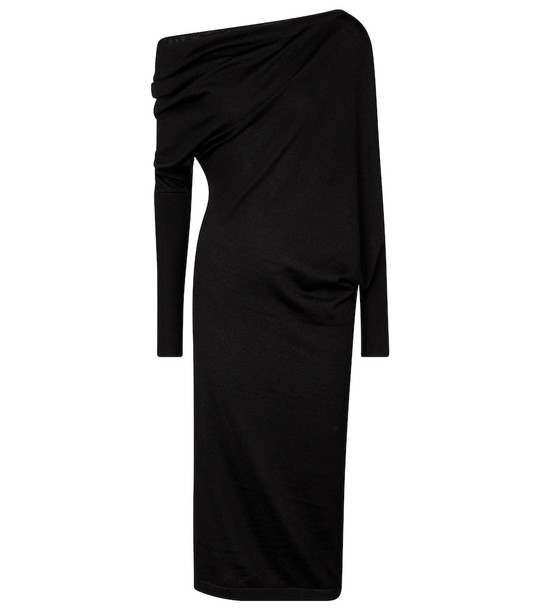 Tom Ford Cashmere and silk off-shoulder midi dress in black