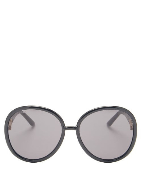 Gucci - Horsebit-chain Oversized Round Acetate Sunglasses - Womens - Black