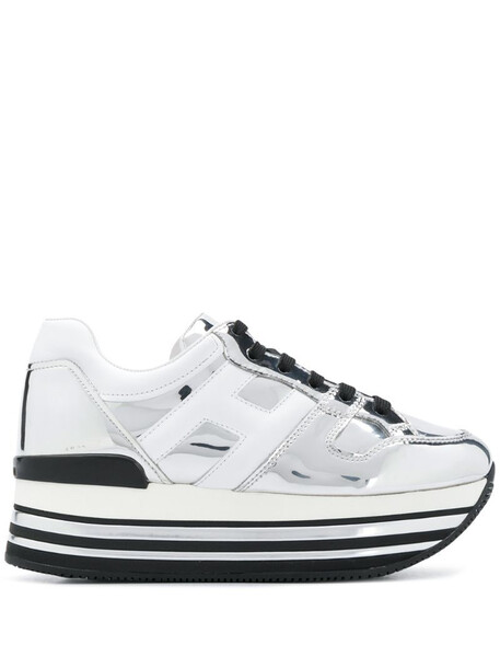 Hogan metallic leather sneakers in white