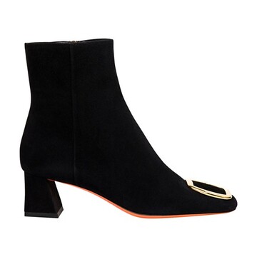 santoni suede mid-heel boot in black