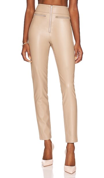 superdown adonia zipper front pant in taupe