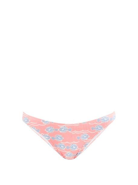 Fisch - Flamands Fish-print High-cut Bikini Briefs - Womens - Pink Print