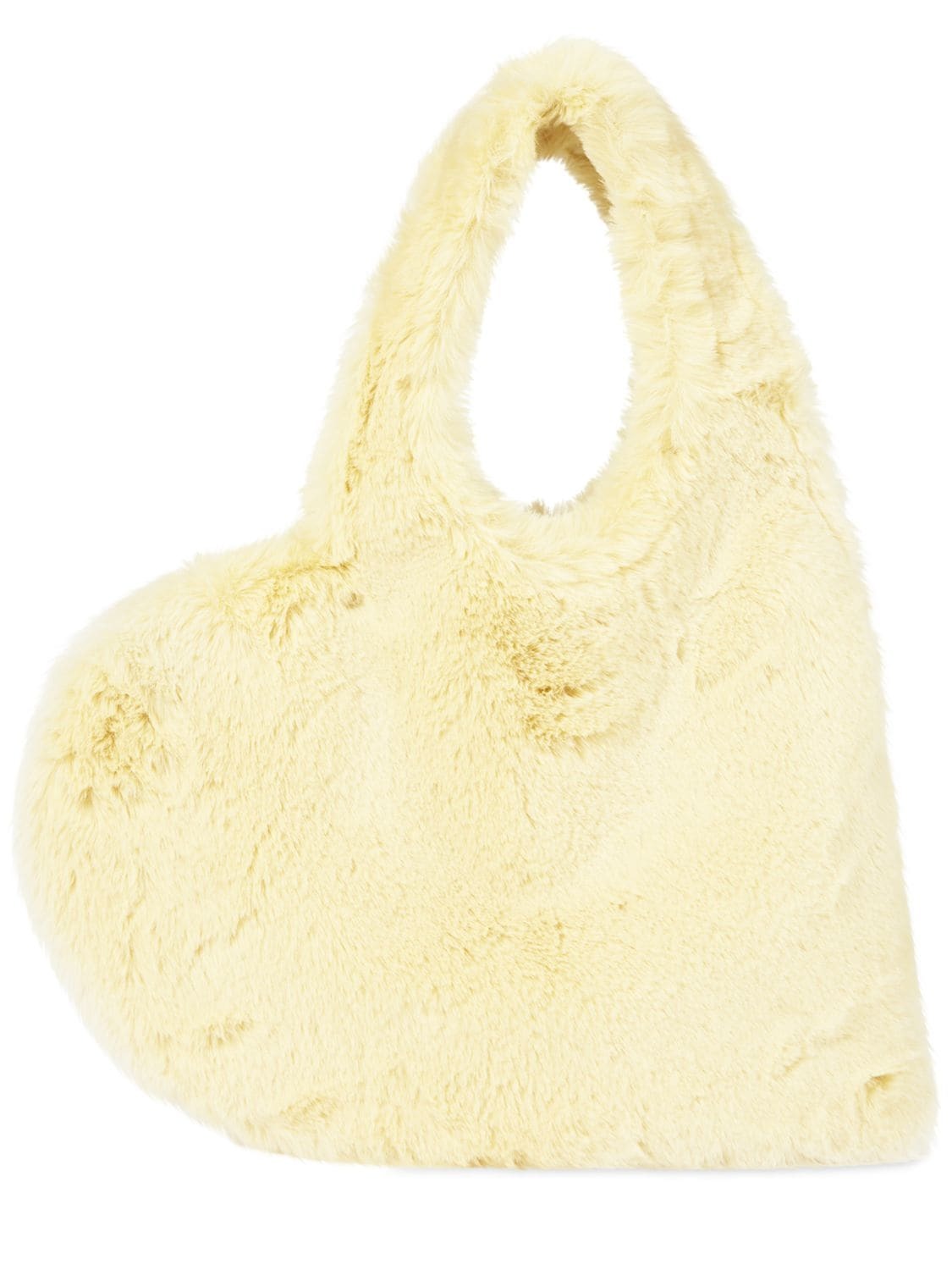COPERNI Heart Faux Fur Tote Bag in yellow