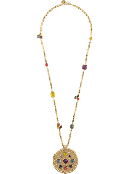 Goossens mini cabochons medallion necklace in gold