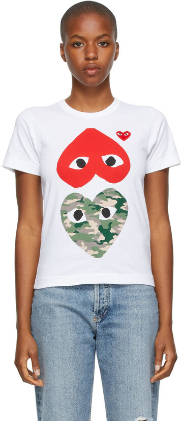 Comme des Garçons Play Camo Upside Down Heart T-Shirt in white