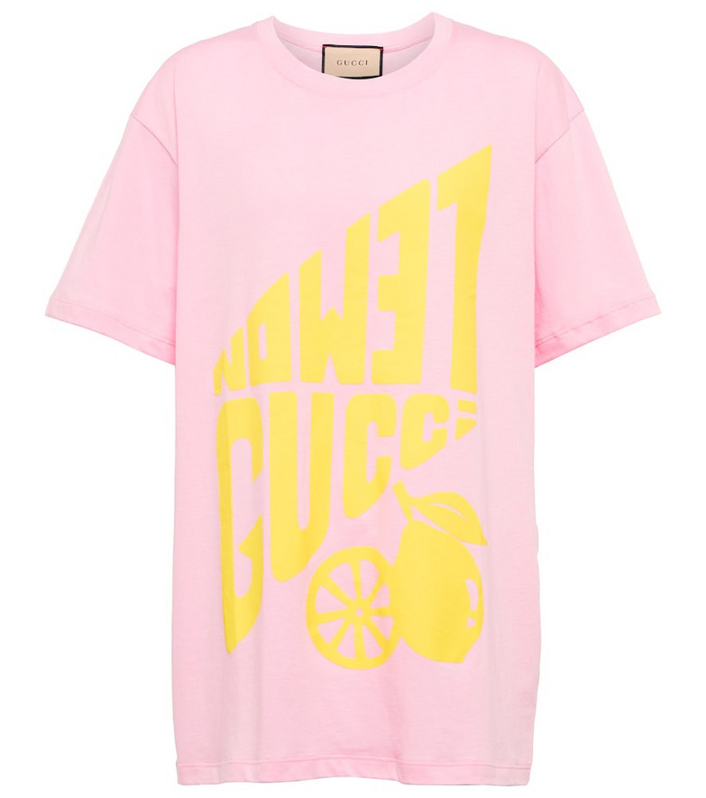 Gucci Logo cotton jersey T-shirt in pink