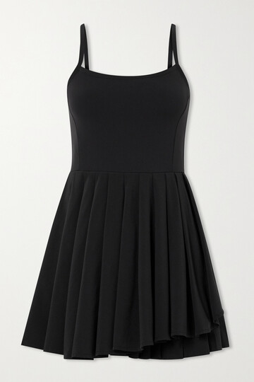 outdoor voices - doubles pleated stretch recycled tennis dress - black