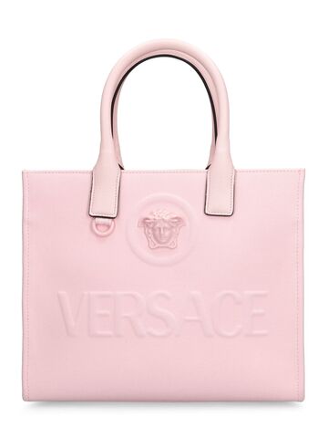 versace small medusa canvas tote bag in pink