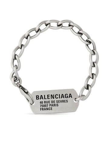 balenciaga logo-tag cable-link bracelet - silver