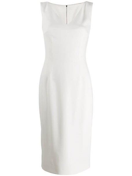 Dolce & Gabbana sleeveless v-neck pencil dress in white