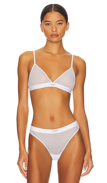 alexander wang triangle bra with bodywear label in white