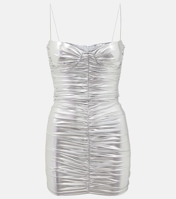 Alex Perry Corin metallic ruched minidress in silver