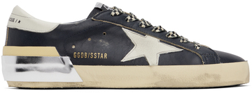 golden goose navy & white super-star classic sneakers in blue