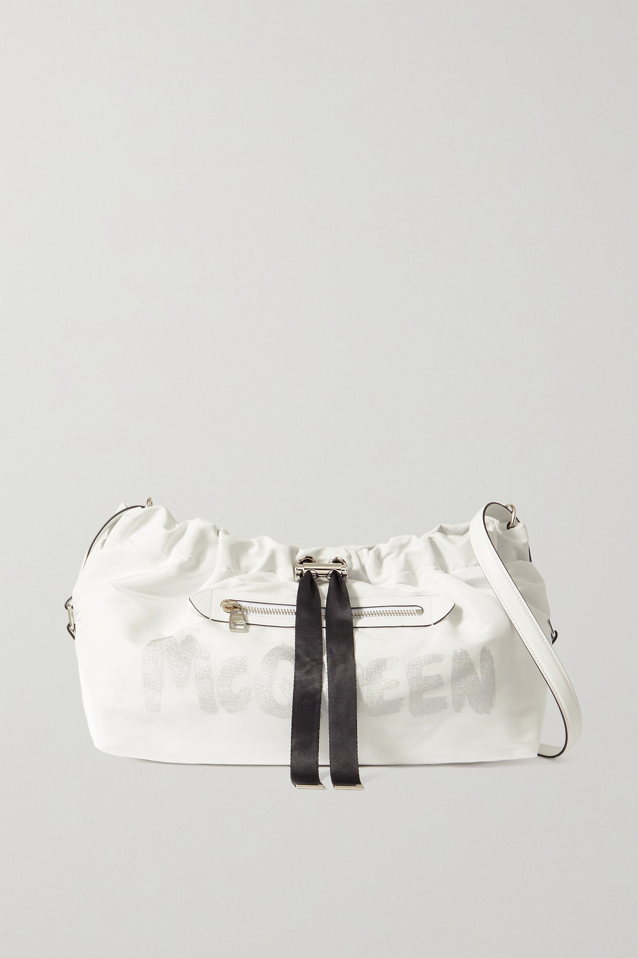 Alexander McQueen - The Bundle Medium Leather-trimmed Metallic Printed Shell Shoulder Bag - White