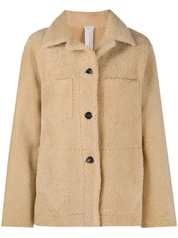 FURLING BY GIANI button-up shearling jacket in neutrals