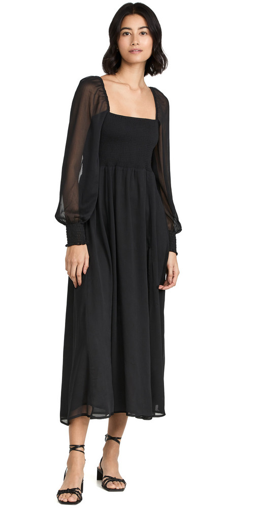 OPT Classic Smocked Maxi Dress in black