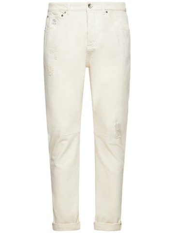 brunello cucinelli dyed denim jeans in white
