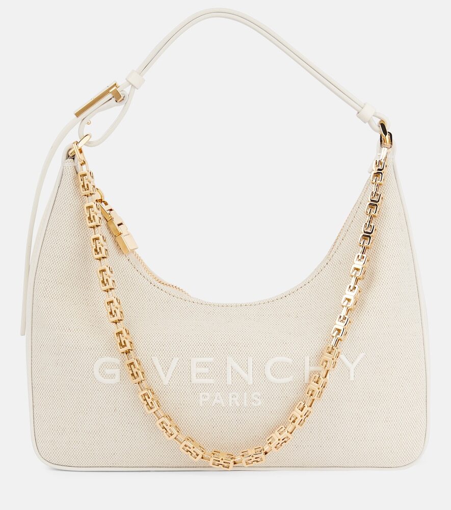 Givenchy Moon Cut Out Small canvas shoulder bag in beige