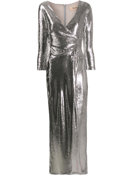 Blanca Vita sequin wrap-style dress in silver