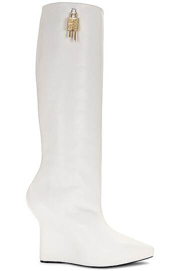 givenchy g lock wedge knee high boot in ivory