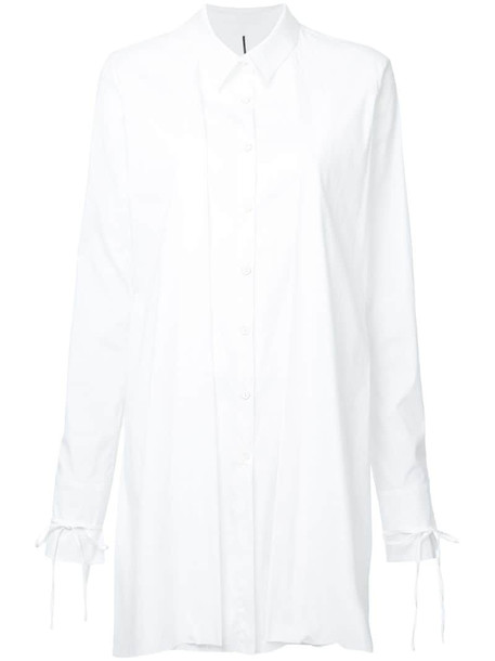 Masnada fold detail longline shirt in white