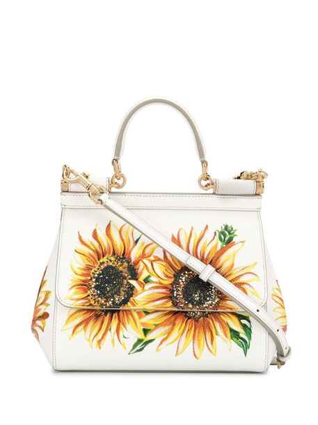 Dolce & Gabbana sunflower motif Sicily shoulder bag in white