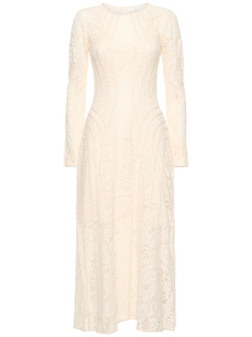 zimmermann devi cotton blend lace midi dress in cream