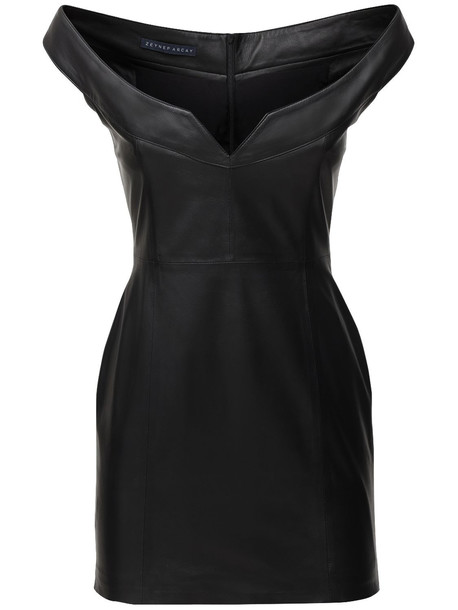 ZEYNEP ARCAY Princess Leather Mini Dress in black