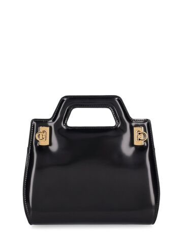 ferragamo mini wanda leather top handle bag in black