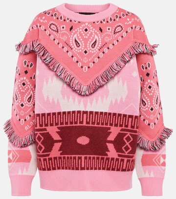 alanui wool jacquard sweater in pink