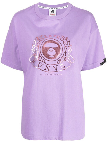 AAPE BY *A BATHING APE® AAPE BY *A BATHING APE® metallic logo-print T-shirt - Purple